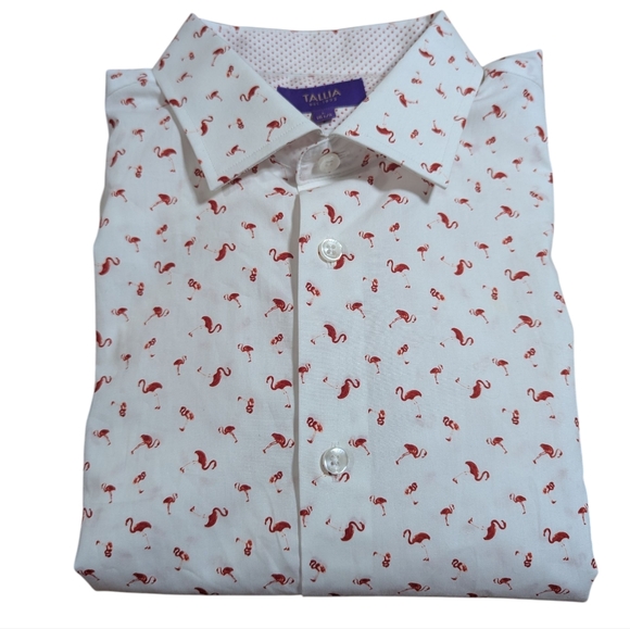 Tallia Flamingo Print Long Sleeve Button Down Shirt Size Large - Picture 1 of 7